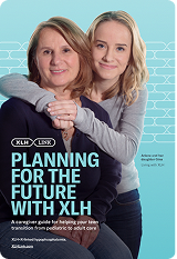 Cover of the 'Planning for the Future with XLH' guide featuring a mother and teenage daughter together